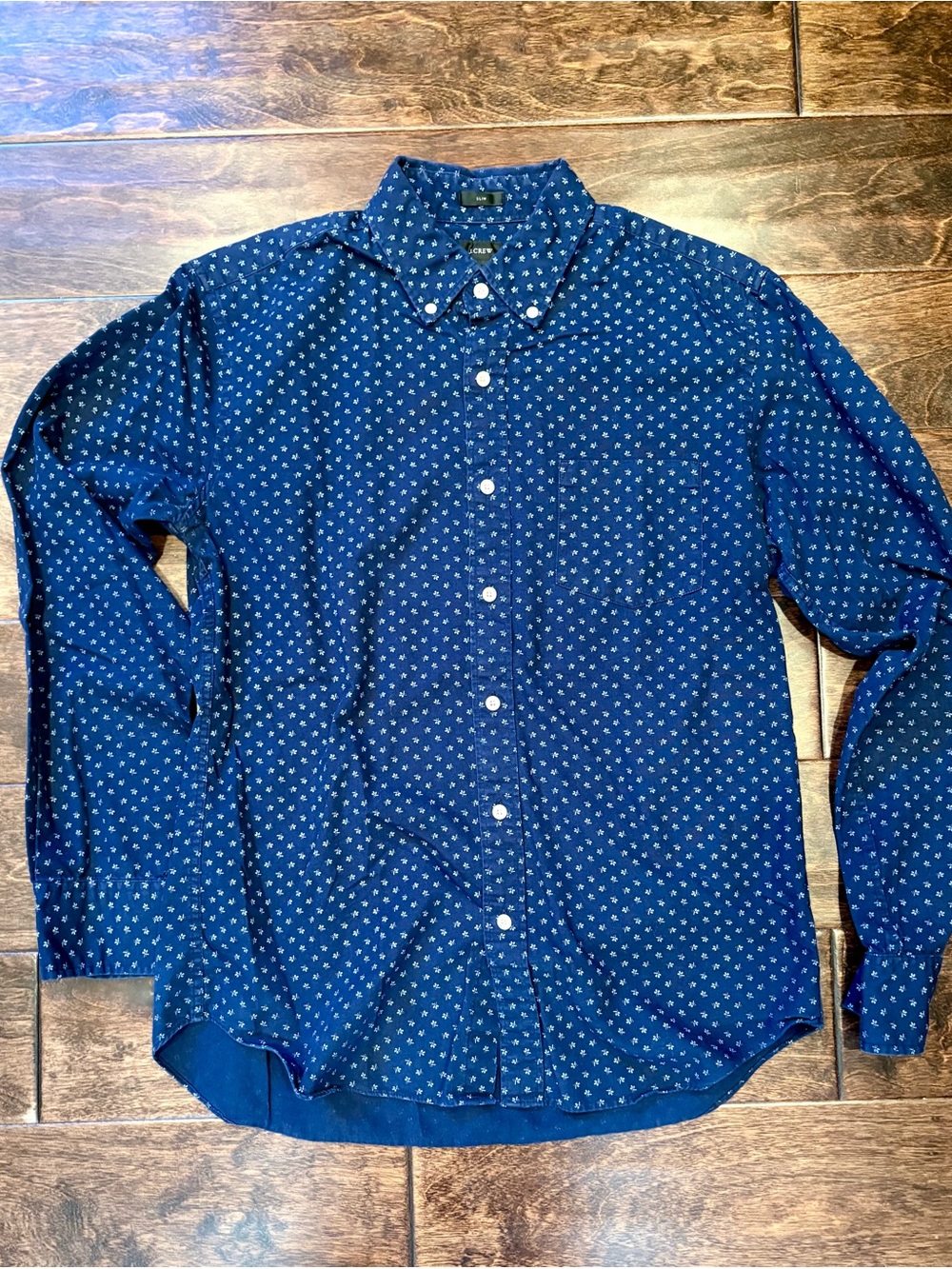 J. Crew Navy Blue Micro Print Button-Down Shirt